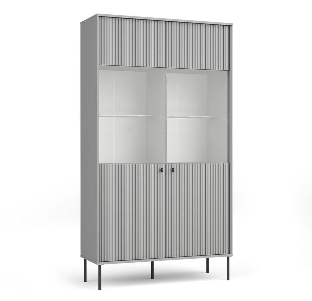 AX LIVING Vitrinen Schrank Irelis 105 cm Grau Schwarz Produktbild 