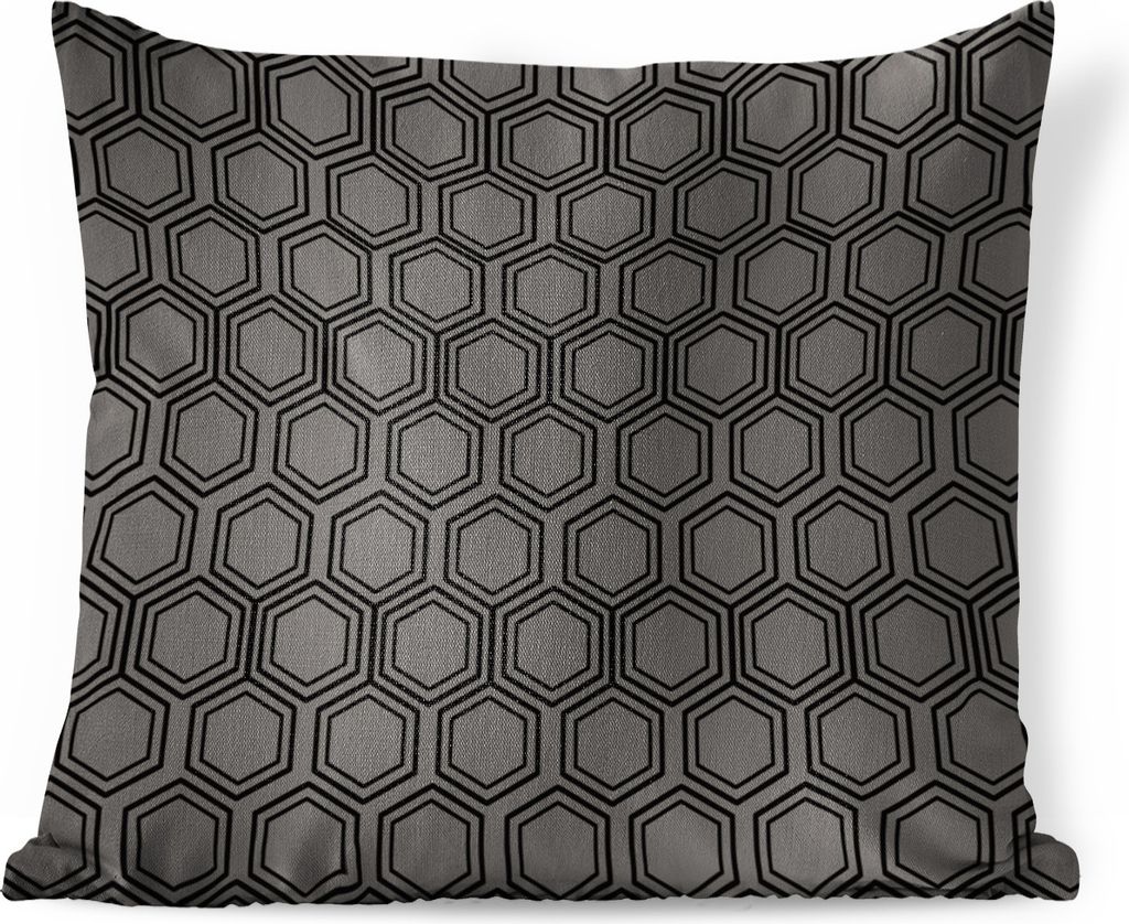 MuchoWow Zierkissen Sofakissen Wohnzimmer Dekokissen 60x60 cm Schwarz - Muster - Sechseck - Sitzfläche - Foto Polster