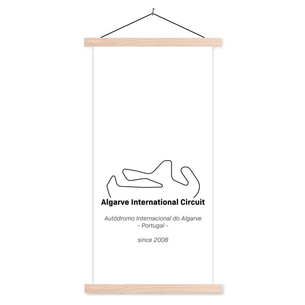 MuchoWow Textilposter Formel 1 - Portimao - Rennstrecke 40x80 cm mit holzfarbenen Rahmen - Wohnzimmer
