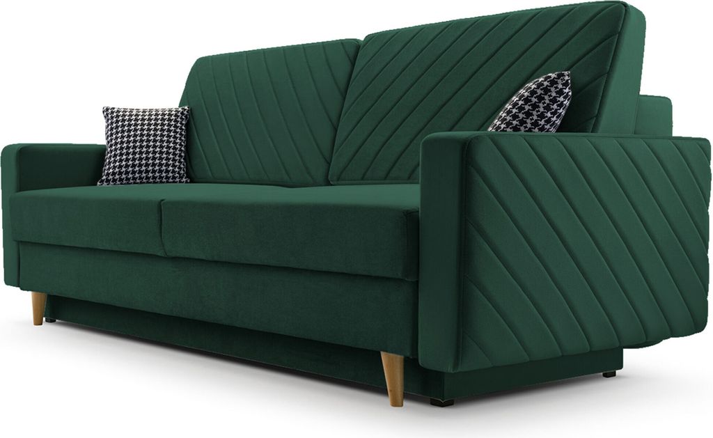MOEBLO Schlafsofa CALIFORNIA – Sofa aus Samtstoff Couch für Wohnzimmer Sofagarnitur Polstersofa Wohnlandschaft Velours mit Bettfunktion, Bettkas...