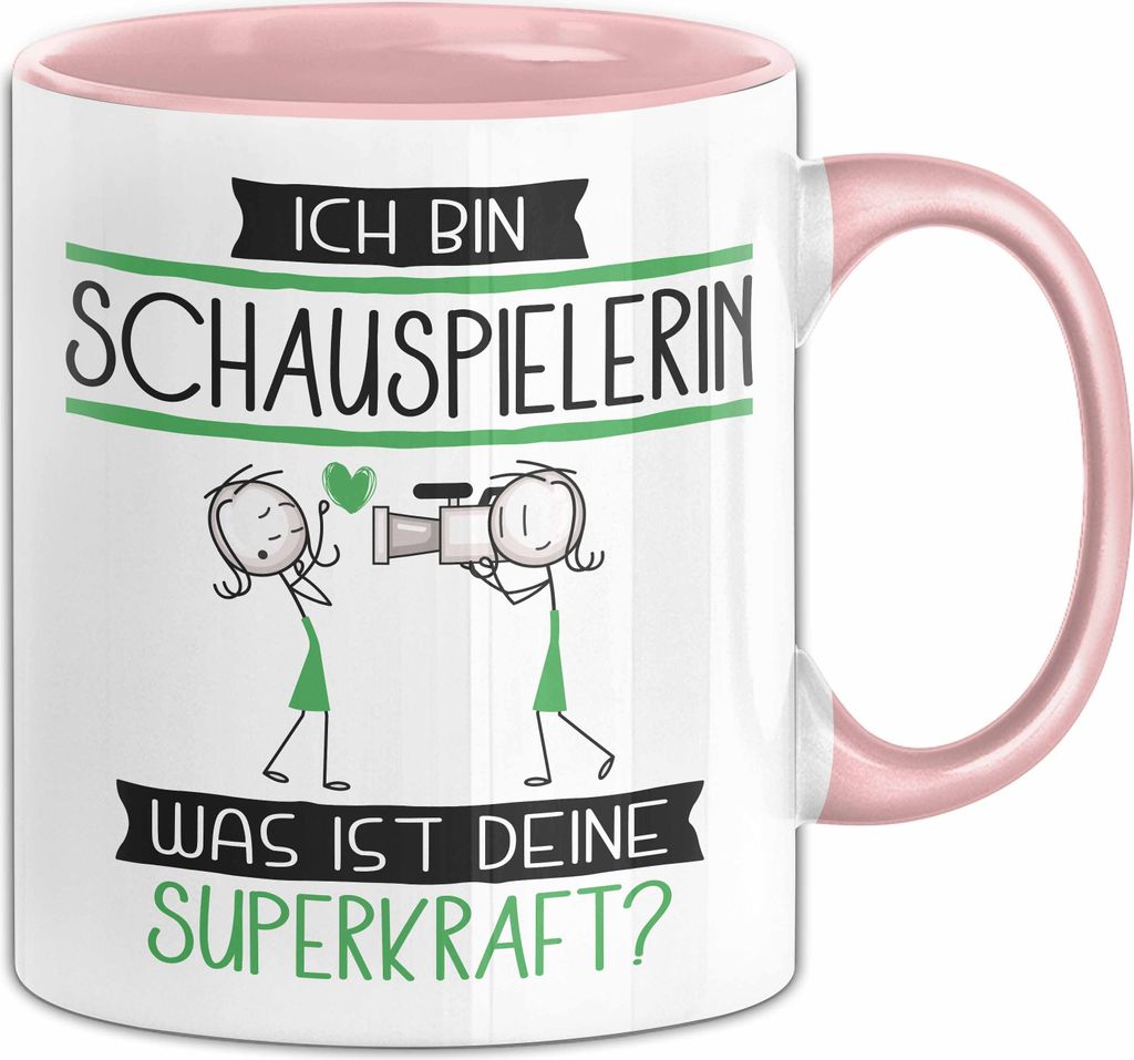 Schauspielerin Geschenk Tasse Ich Bin Schauspielerin Was Ist Deine Superkraft Geschenkidee Lustig Geburtstag Weihnachten (Rosa)