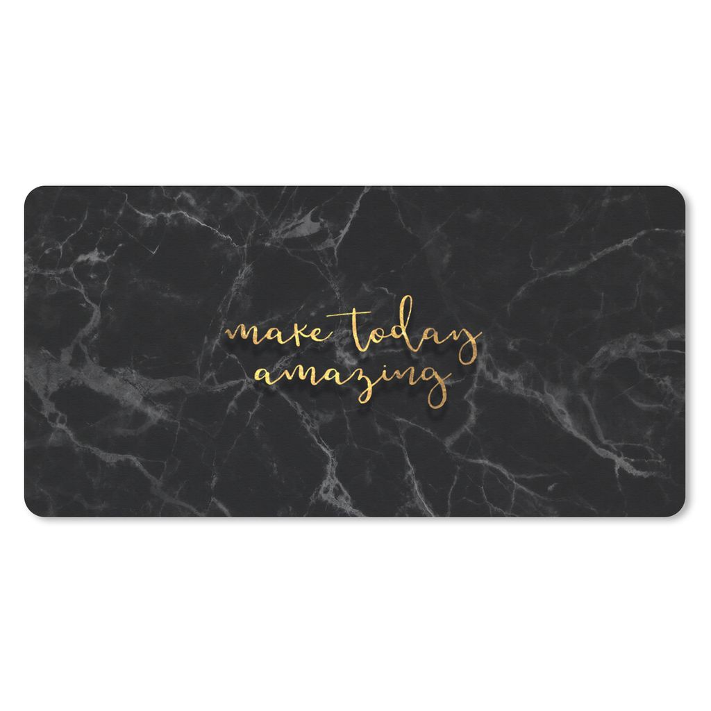 MuchoWow Schreibtischunterlage Zitate - Motivation - Gold - Marmor 80x40 cm - XXL Mauspad - Gaming Mauspad