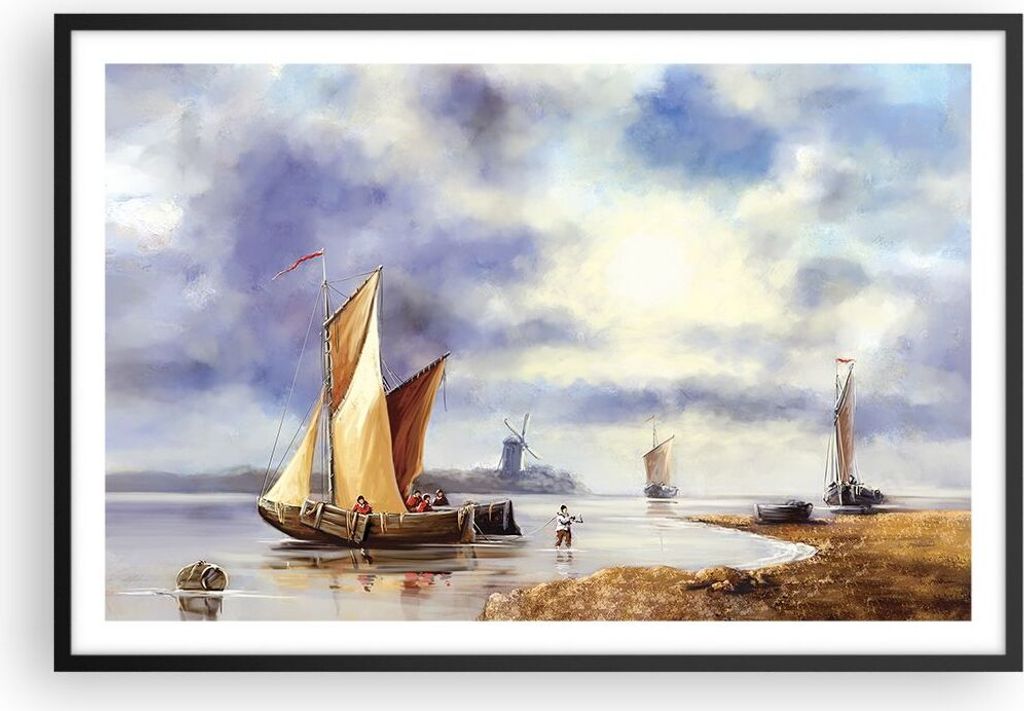 Gerahmtes Poster - Schwarzer Rahmen - Fischer Schiff Fan - 91,5x61 cm - Wand Bild - Wanddeko - Wandbilder - Kunstposter - Wandposter - Bilderrahmen...