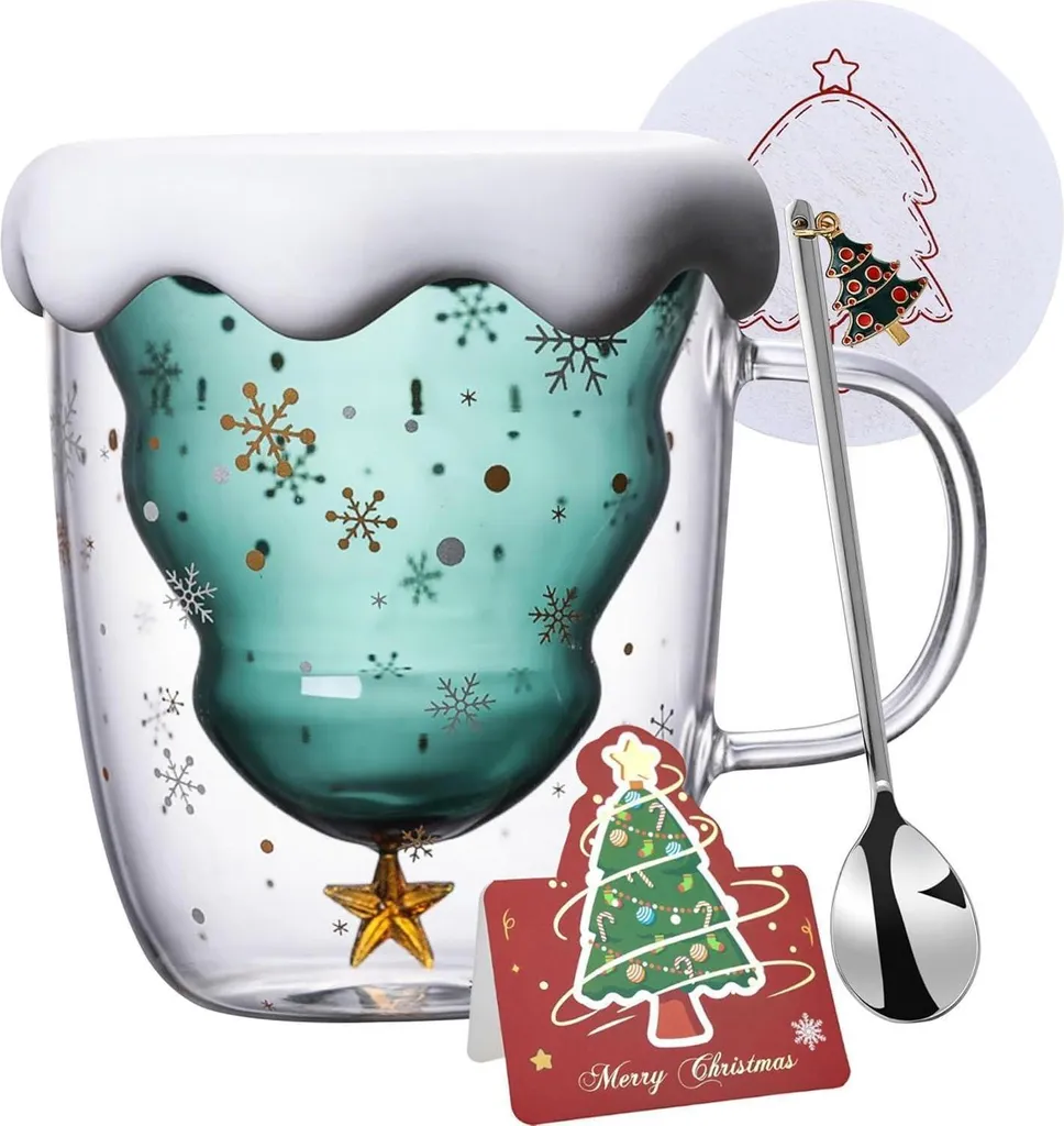Tazza Natale Albero per Bambini e Famiglia | Bicchieri Doppia Parete