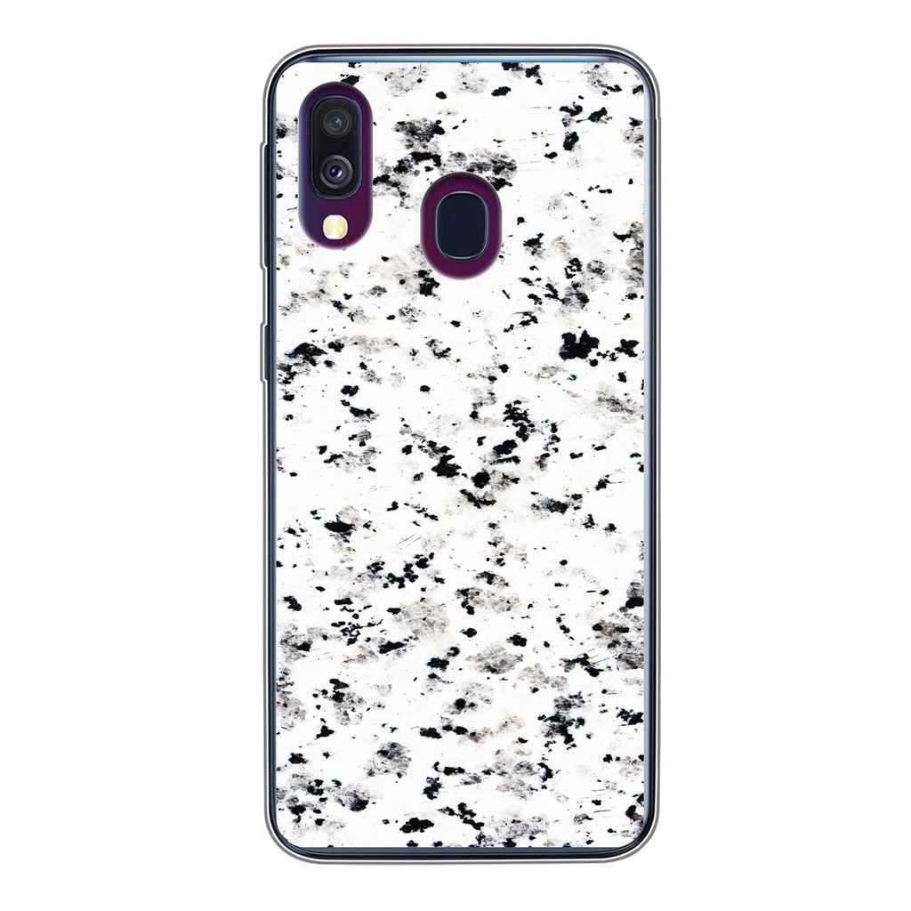 MuchoWow Handyhülle Schutzhülle Hülle für Samsung Galaxy A40 Marmor - Punkte - Weiß Silikon Softcase Handy Hülle - Handy-Tasche