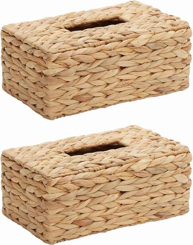 Offerta Set 2 Pezzi Coperchio Scatola Fazzoletti Giacinto d'Acqua Naturale