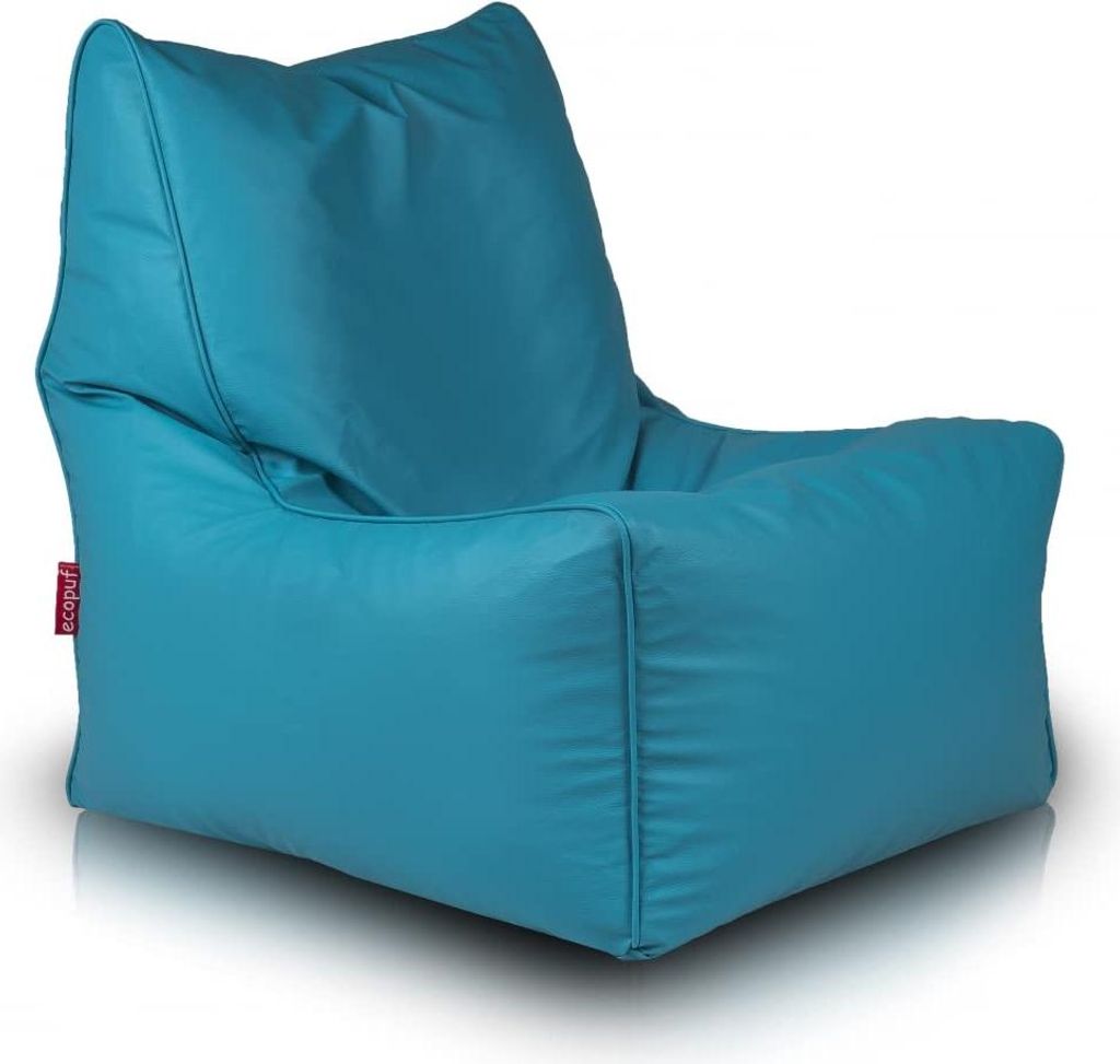 Ecopuf - Sitzsack Bean Bag, aus Kunstleder, 75 x 75 cm - Solid Türkis E20