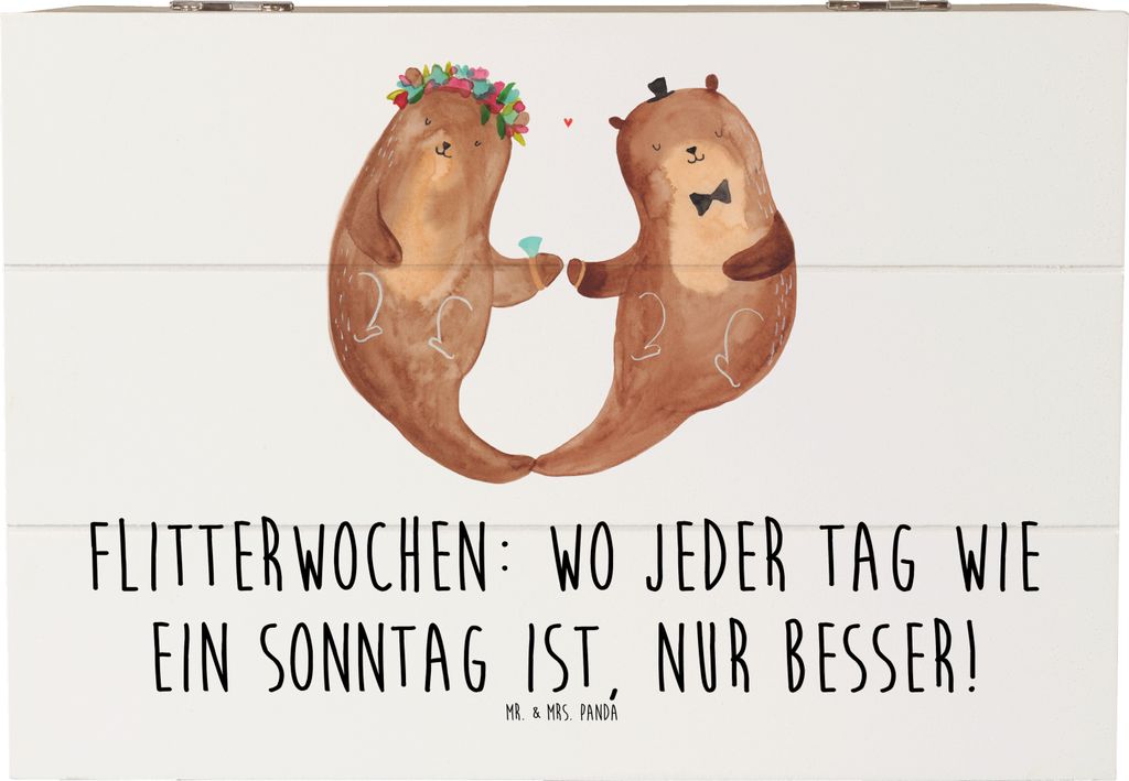 Mr. & Mrs. Panda Holzkiste Flitterwochen-Magie 22 x 15 cm - Weiß - Geschenk, einzigartige Hochzeitsgeschenke, Hochtzeit, Box, Sonntag, Holzbox, ro...