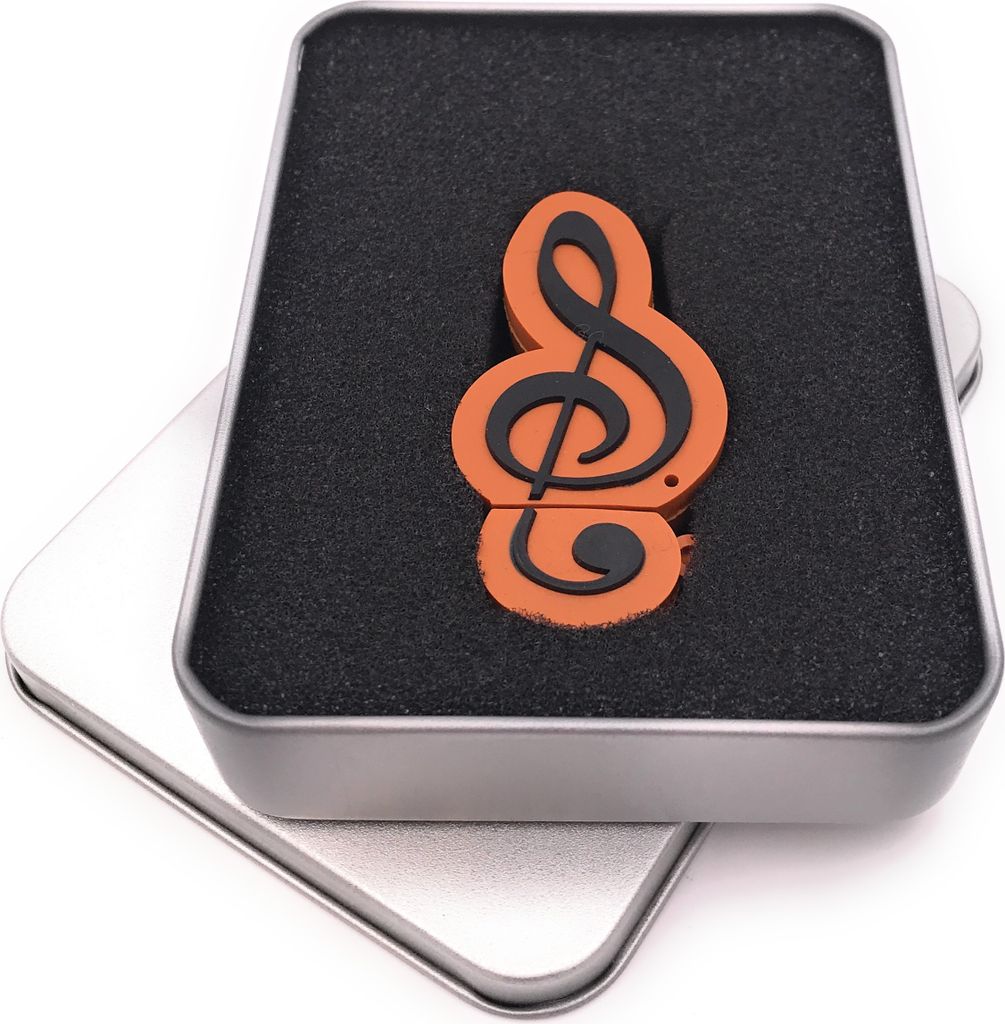 Onwomania Note Notenschlüssel Musik USB Stick in Alu Geschenkbox 64 GB USB 3.0