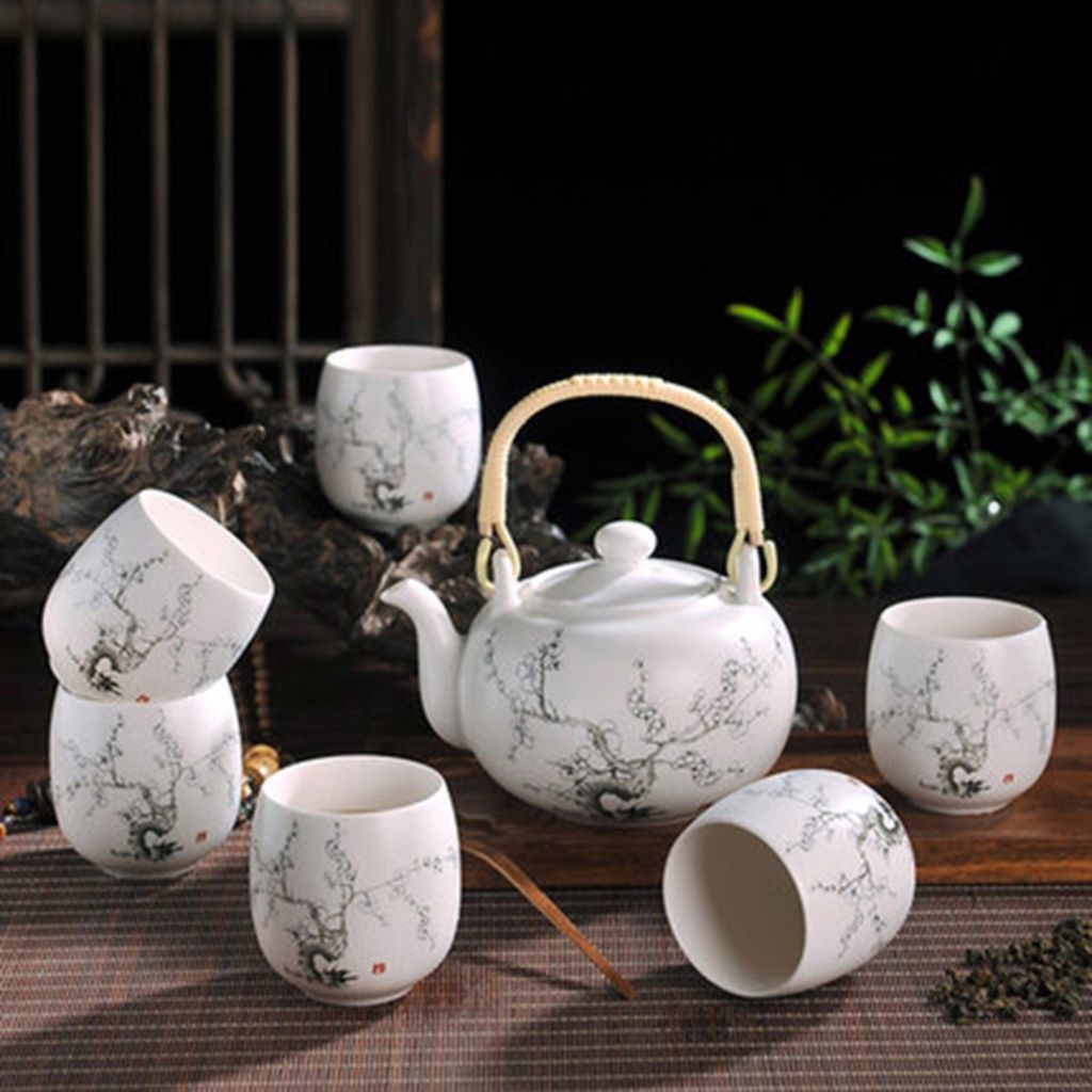 Fine Asianliving Teeservice Orientalische Chinesische Japanische Handgemachte Porzellan Teekanne Teetassen Dekorativer Raum 246-503