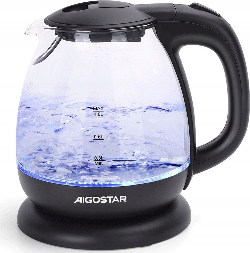 Mini-Wasserkocher 1L 2200W Led Glas 360° Auto Off. Austrocknen