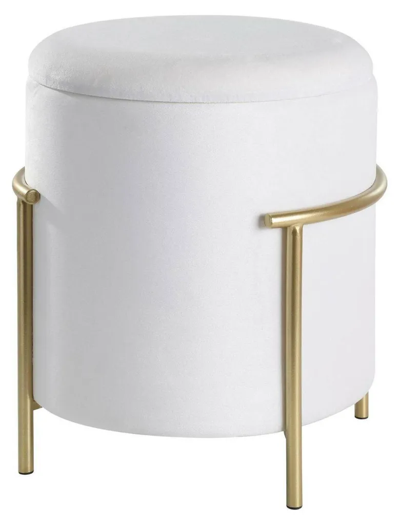 Tabouret d'Appoint Chic Blanc et Or MASHIKE pour Salon et Chambre