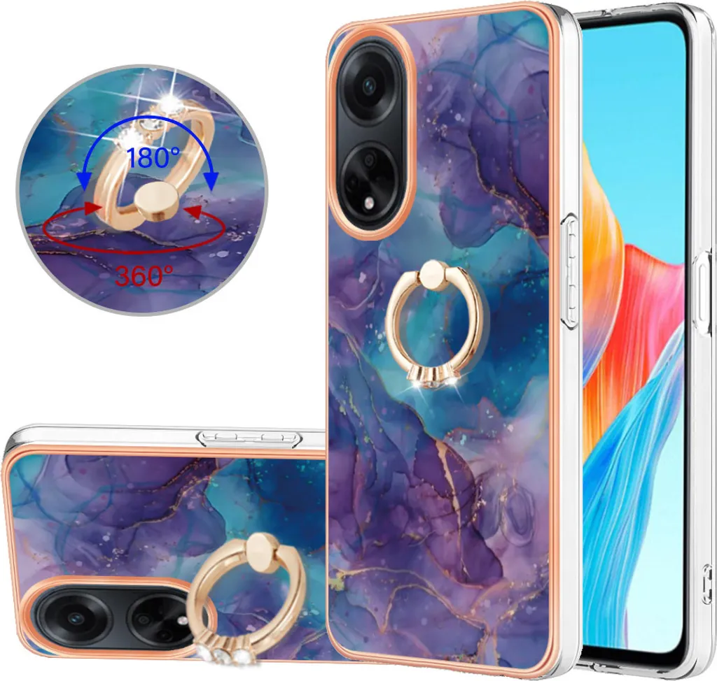 Custodia Silicone Oppo A98 Blu Scuro - Design Sottile con Anello