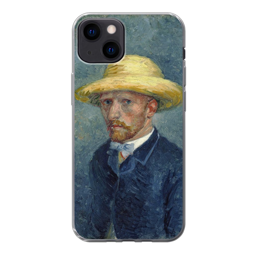MuchoWow Handyhülle Schutzhülle Hülle für iPhone 13 Selbstbildnis mit Hut - Vincent van Gogh Silikon Softcase Handy Hülle - Karteninhaber