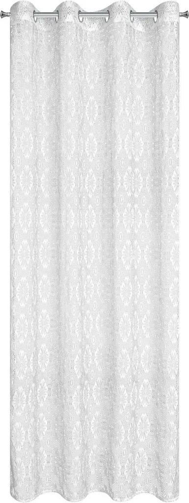 Tenda Trasparente Con Pompon E Occhielli - Eurofirany Tamay 140x250 Cm - Bianco, In Poliestere Per Soggiorno E Camera