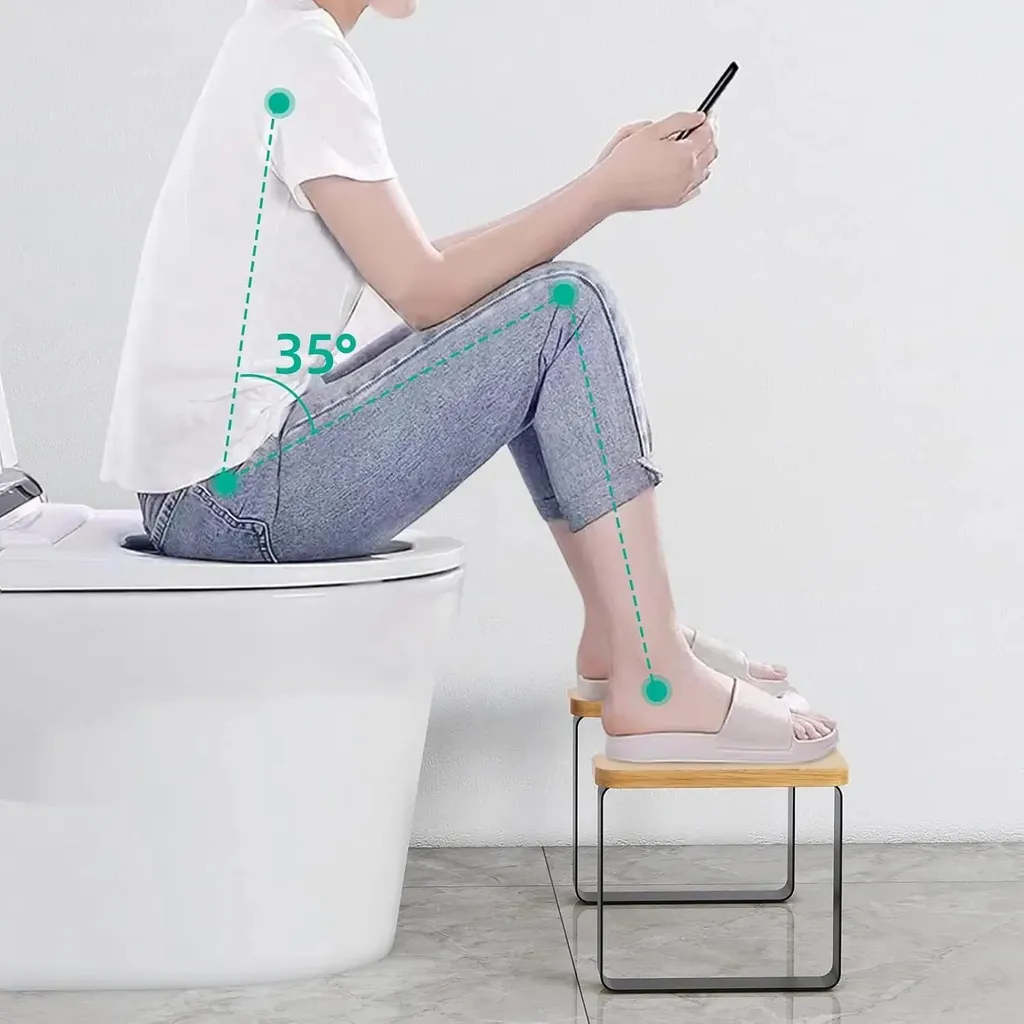Tabouret de toilettes contre la constipation - Structure métal pliable noir