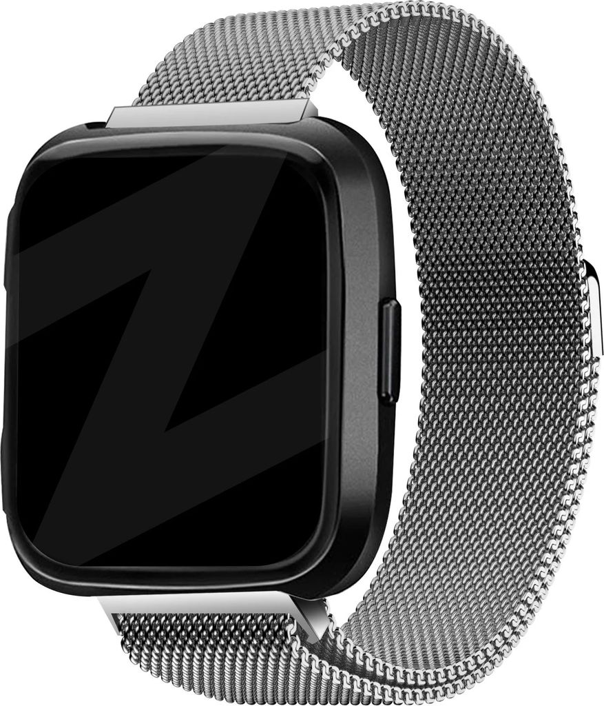 Bandz Milanese Loop Band passend für Fitbit Versa / Versa 2 - Milanese Band mit Magnetverschluss - Silbernes geflochtenes Stahlband
