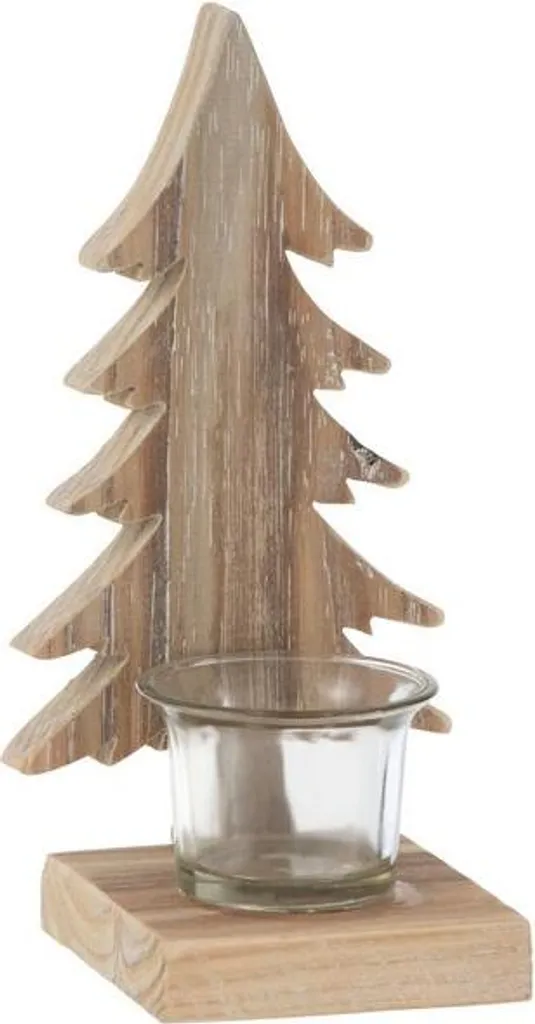Sapin de Noël Design en Bois Marron J-Line - Objet Déco de Table Chic