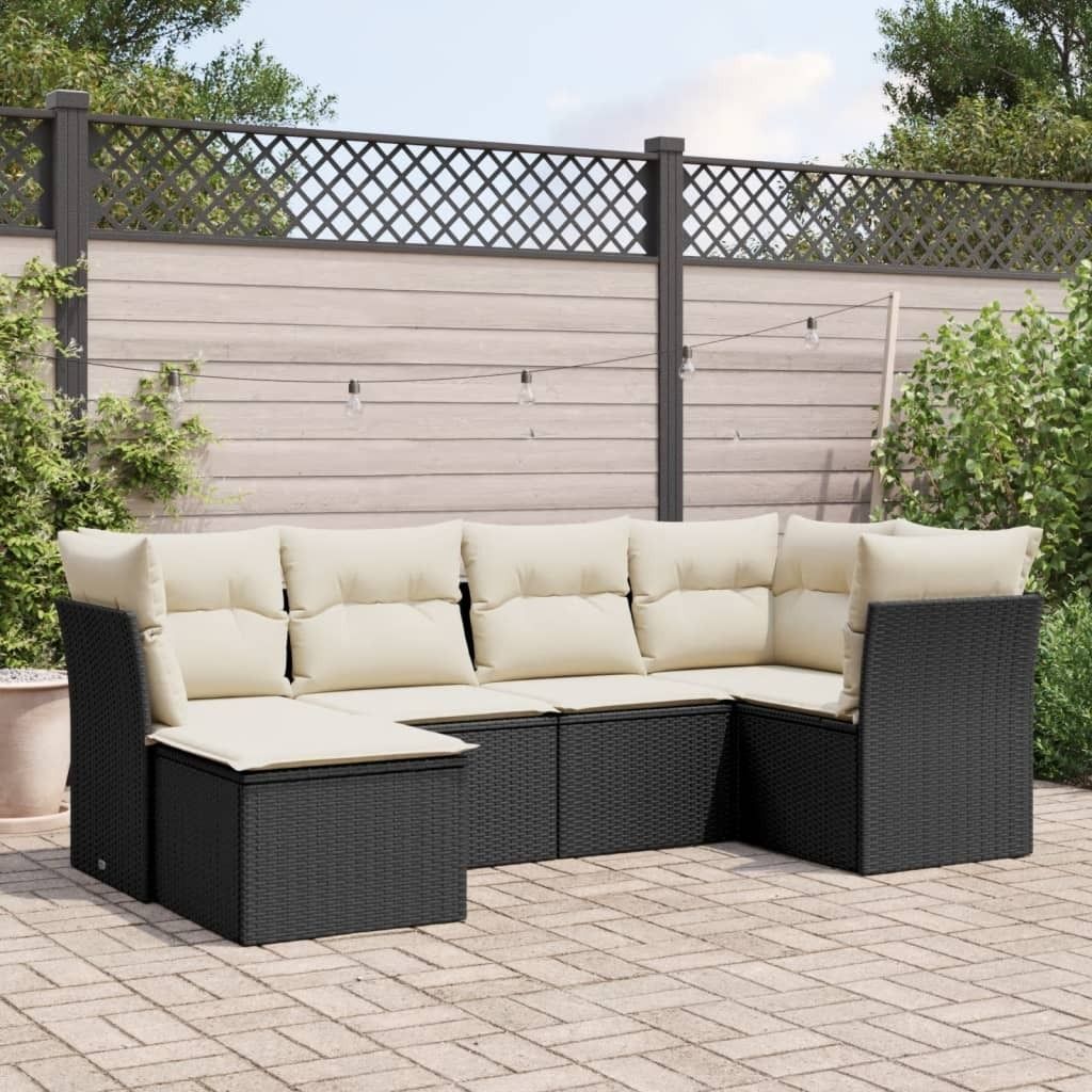 Maison Exclusive - 6-tlg. Garten-Sofagarnitur mit Kissen Schwarz Poly Rattan