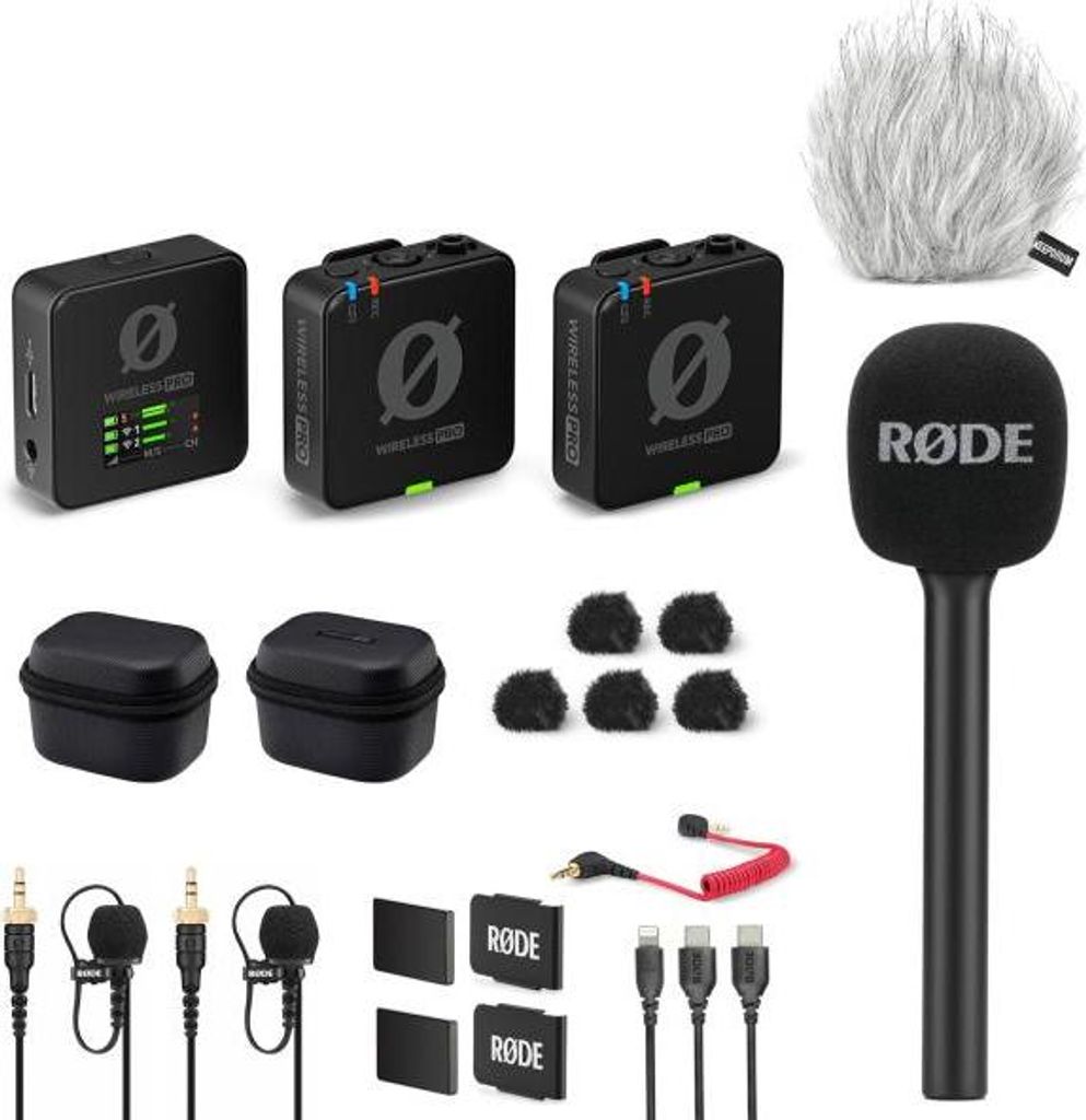 Rode Wireless Pro Mikrofon-Set mit Handadapter und Fell-Windschutz