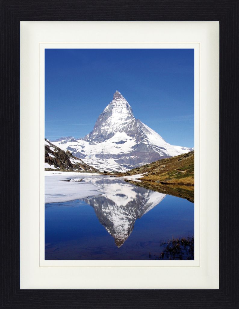 Berge Gerahmtes Bild Mit Edlem Passepartout | Wand-Bilder | Im Bilderrahmen - Matterhorn Mit Riffelsee (40 x 30 cm)