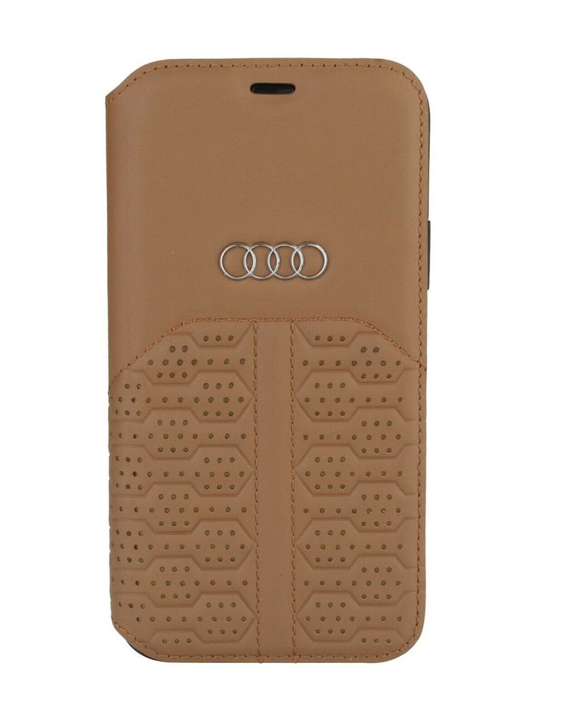 Audi Apple iPhone 12 / 12 Pro Brown Book type case A6 Serie - Genuine Leather
