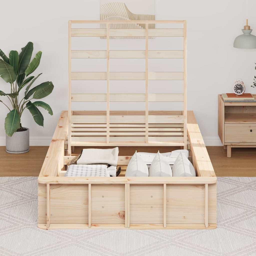 Cloris DesignMöbel Klassische Betten - Braun Bettrahmen Wachsbraun 75x190cm Massives Kiefernholz Schlichtes5364660