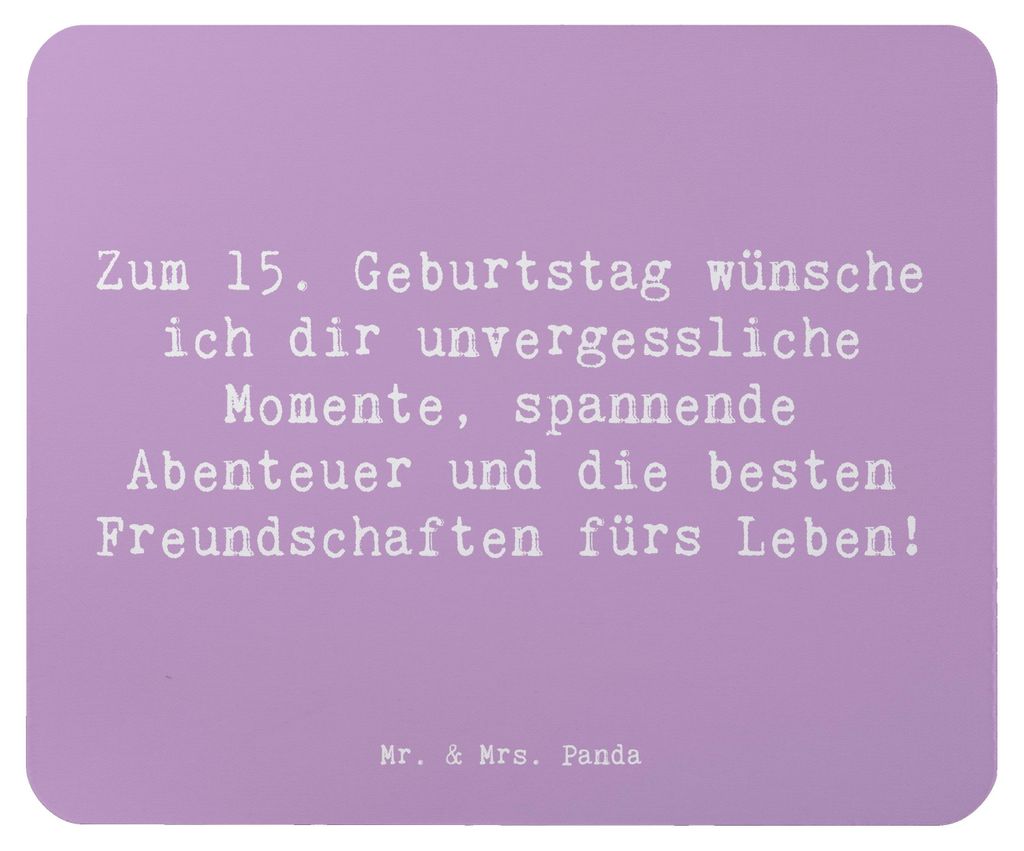 Mr. & Mrs. Panda Mauspad Spruch 15. Geburtstag - Lavendeltraum - Geschenk, pc, Geschenke, Mouse Pad, Glückwunsch, beste Freundschaften, besondere ...