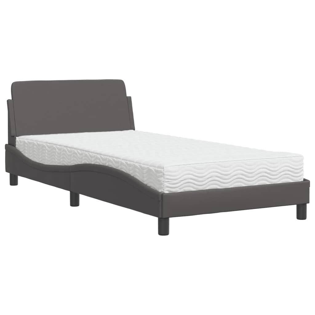 Bett mit Matratze "Dover" Grau 100x200 cm Kunstleder