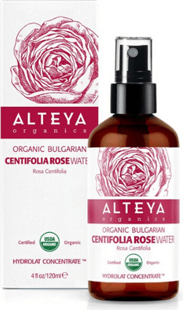 Alteya Bio Rose Water Spray 120ml Glass Bottle - 100% USDA Certified Organic Authentic Pure Natural Rose Flower Water