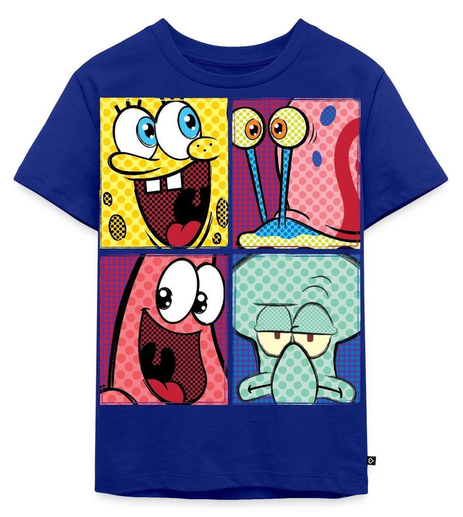 Spreadshirt SpongeBob Schwammkopf Patrick Gary Thaddäus Kinder Premium T-Shirt, 98/104 (2 Jahre), Royalblau