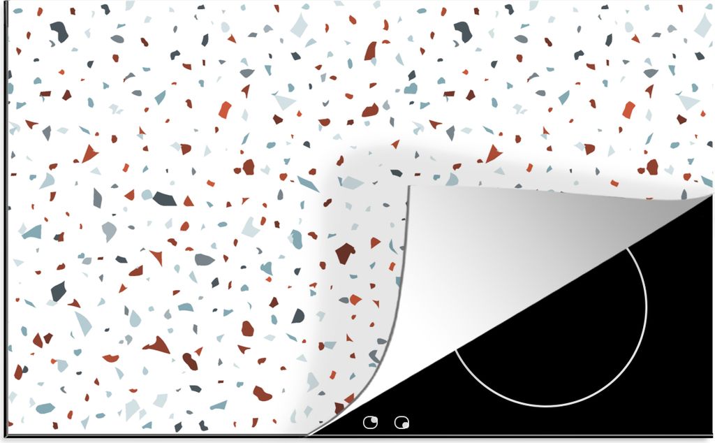 KitchenYeah Herdabdeckplatte Terrazzo - Abstrakt - Muster , 89x51cm, Küche Deko, Glaskeramikfeld Herdabdeckung, Abdeckplatte fùr Kochfeld