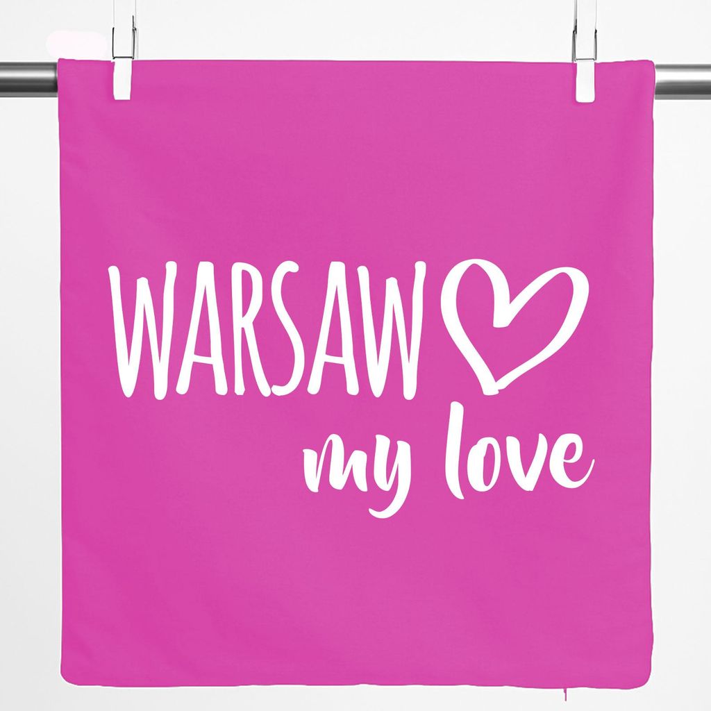 Huuraa Kissenbezug Warsaw my love 40x40cm Fuchsia Baumwolle Dekokissenbezug Geschenkidee