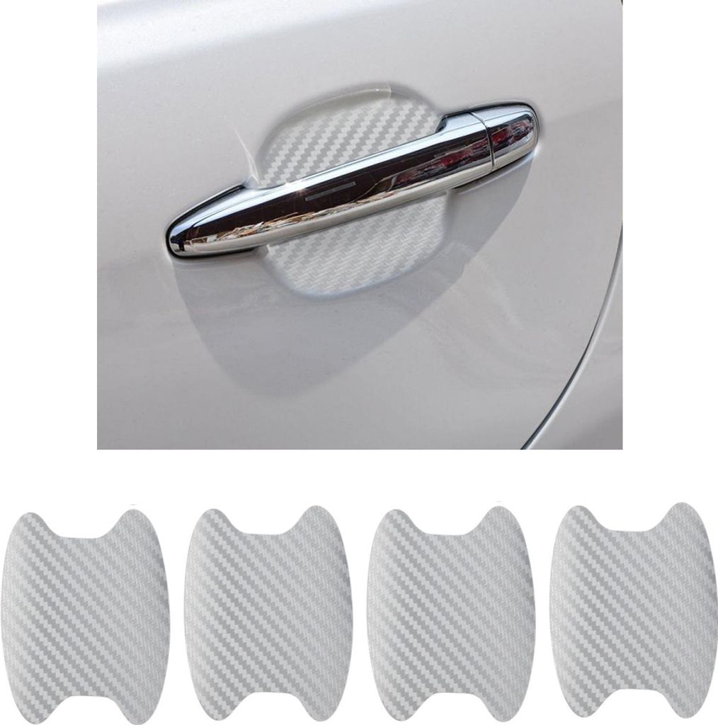 4x Türgriff Mulden Lackschutz Folie in Carbon Silber Tür gegen Kratzer Macken