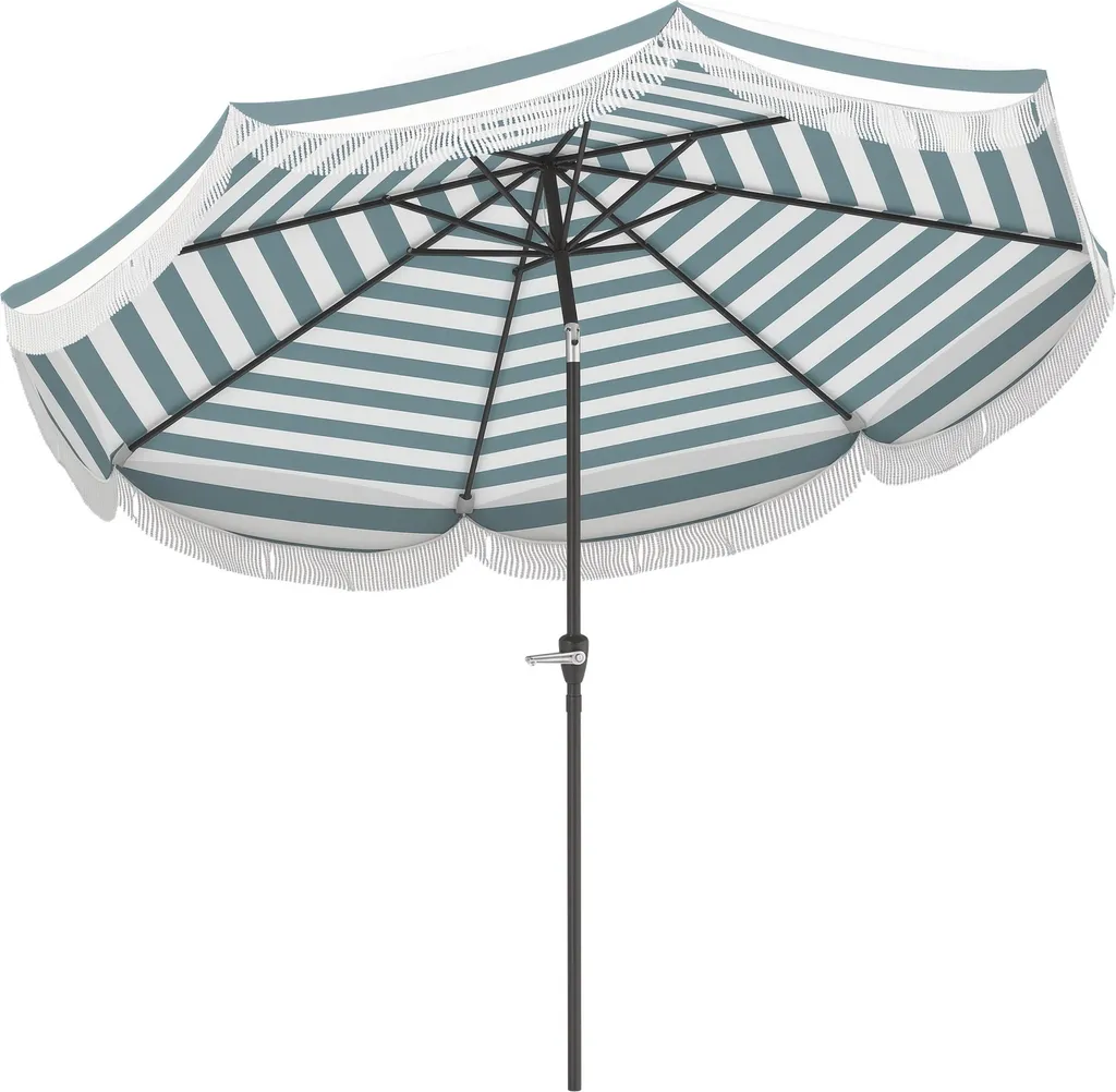 Parasol rond inclinable pour terrasse et balcon bleu avec toile UPF 30+ 2,7m