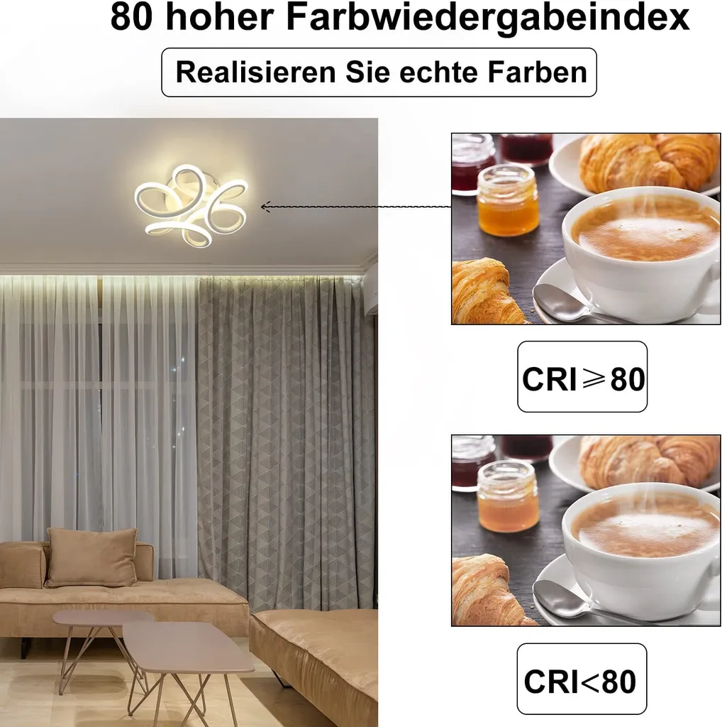 Plafonnier LED Moderne 26W Blanc Chaud 3000K avec Design Géométrique - 2