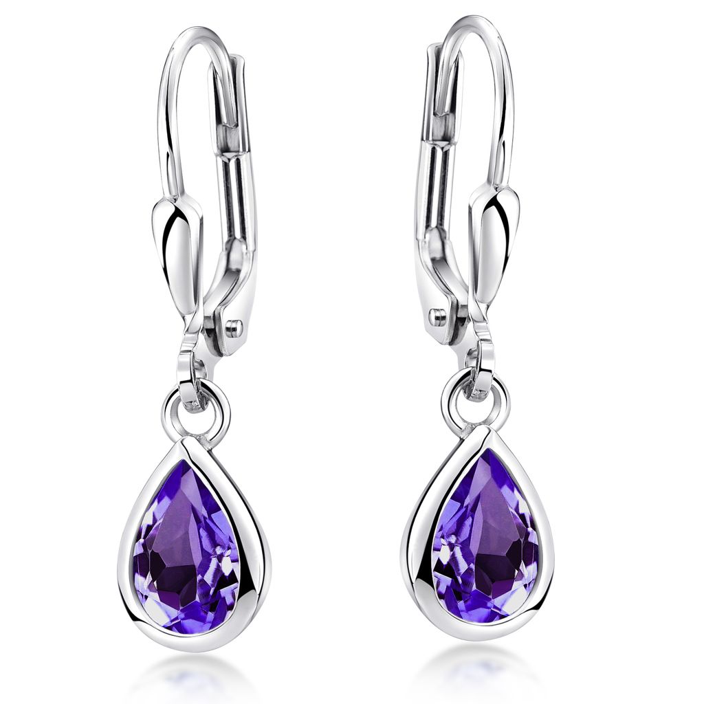 MATERIA Amethyst Ohrringe lila Tropfenform mit Brisuren - Produktbild 