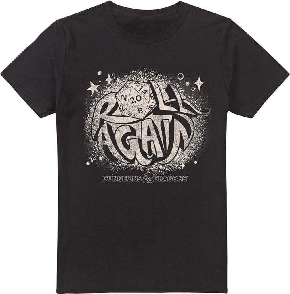 Dungeons & Dragons - "Roll Again" T-Shirt für Herren TV5006 (5XL) (Schwarz)