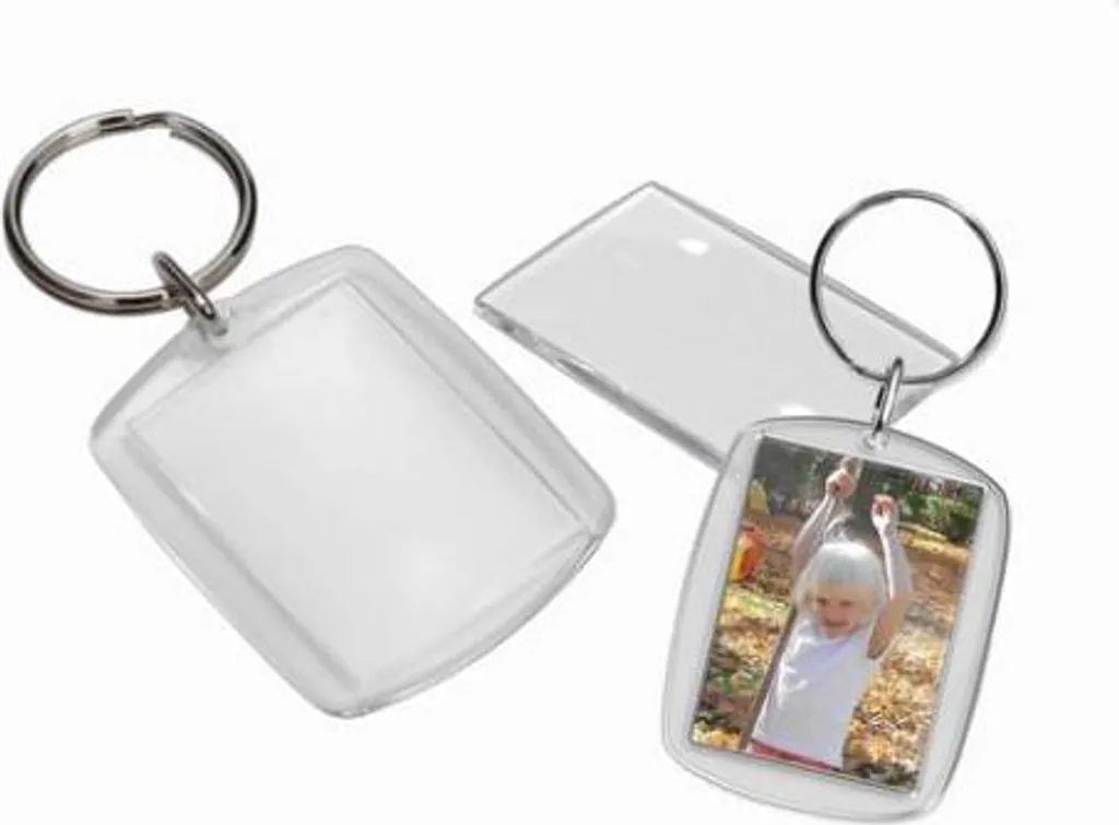 Porte-Clé Photo Vierge 35x45 mm Transparent pour Personnalisation x50