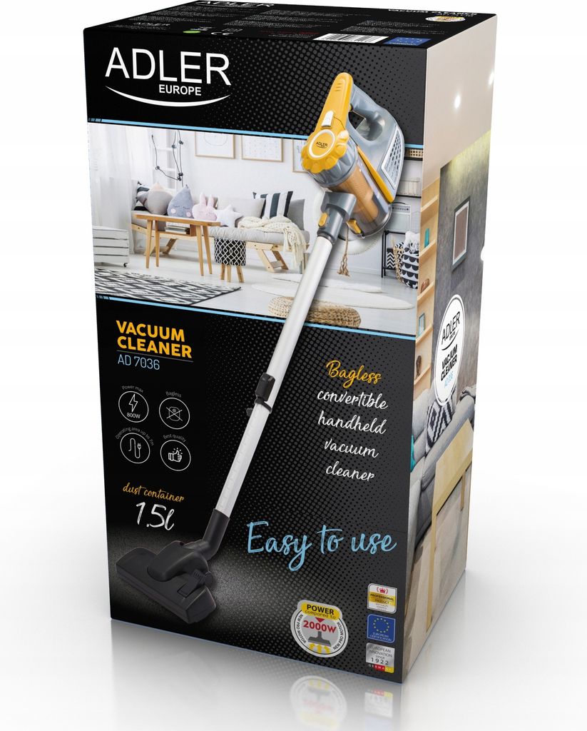 Ručný vysávač Adler AD 7036 Bezvreckový Čierna, Bronzová, Obrázok produktu 37