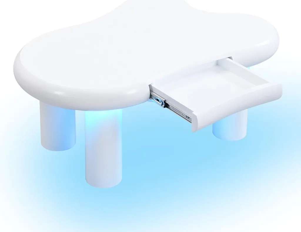 Table basse forme nuage avec rangement et LED multicolores blanc - 7