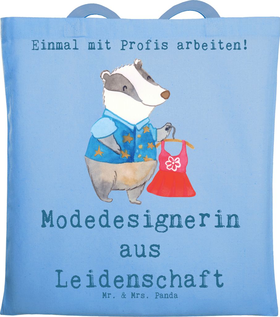 Mr. & Mrs. Panda umhängebeutel Modedesignerin Leidenschaft - Sky Blue - Geschenk, Stoffbeutel, Witzig, Spruch, Schultasche, Beutel, Fashion Design...