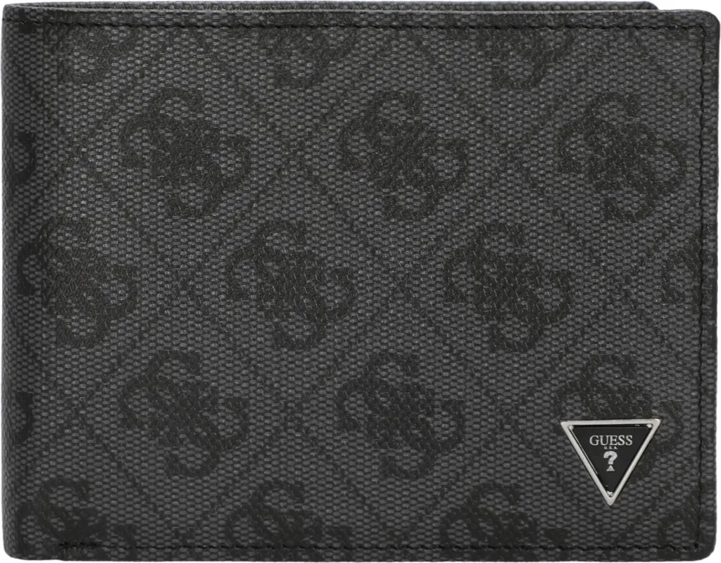Guess Madrid Porte-monnaie en cuir avec protection RFID Noir 12 cm