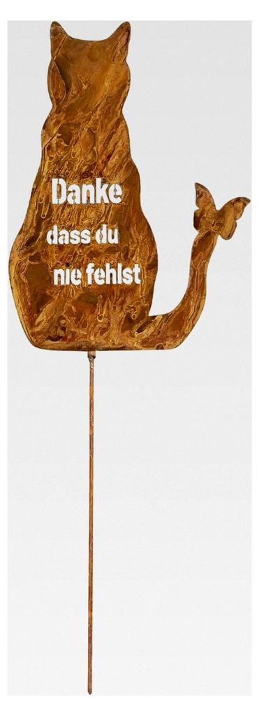 Metall Grabplatte mit Gravur Katze, wetterfeste Grabdekoration für den Garten, Rost Gartenstecker, Gedenkstein Katze, Trauergeschenk für Tierbesi...