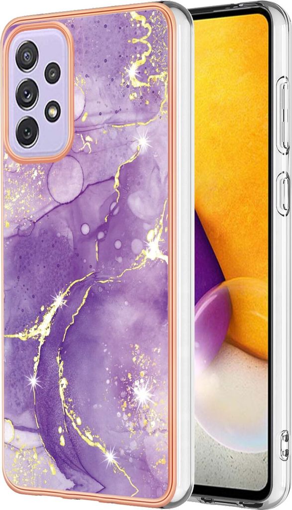 Galaxy A23 Case, WindCase Marble Pattern Hybrid Hard Back Weich TPU Bumper Protective Case Cover for Samsung Galaxy A23 4G / 5G Lila
