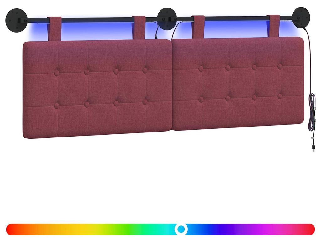 Hängendes Kopfteil Mit LED Licht Weinrot Stoff