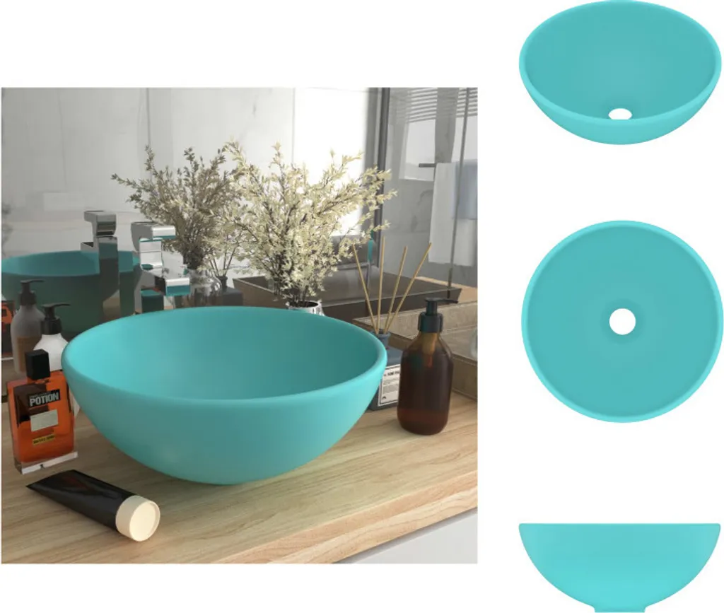 Lavabo Rotondo Verde Chiaro Opaco 32,5 cm vidaXL | Ceramica Bagno