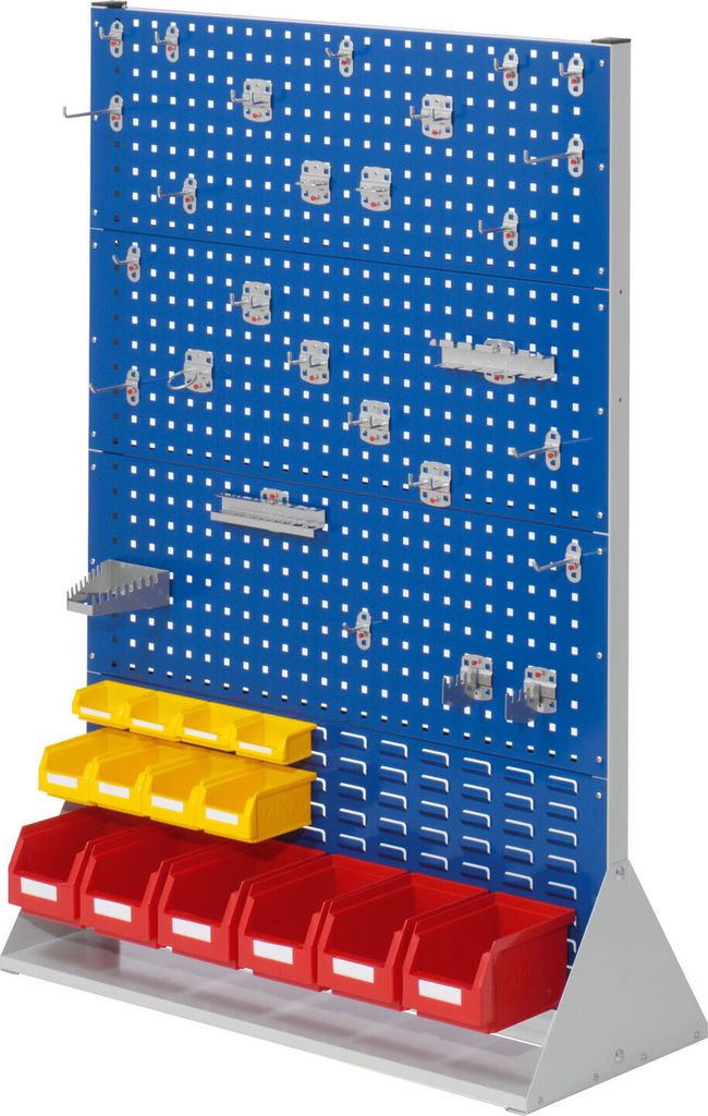 Kappes RasterPlan Stellwände doppelseitig Größe #4 - 6x Lochplatten 2x Schlitzplatten 1x Zubehörsortiment 42-teilig Enzianblau RAL 5010