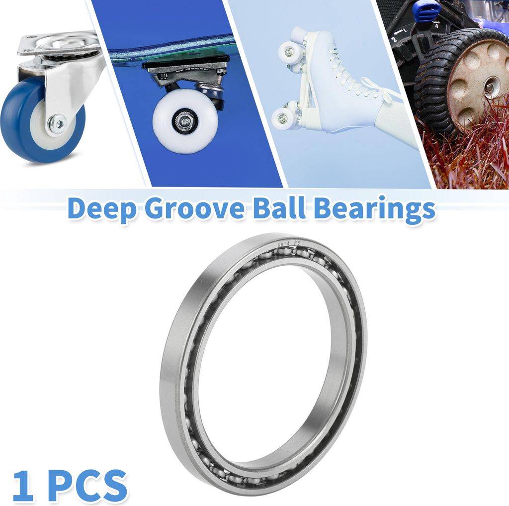 6814 Rillenkugellager P6 70x90x10mm Geschmierte Lager Offene Bauweise Silberfarben für Scooter Skateboard-Räder