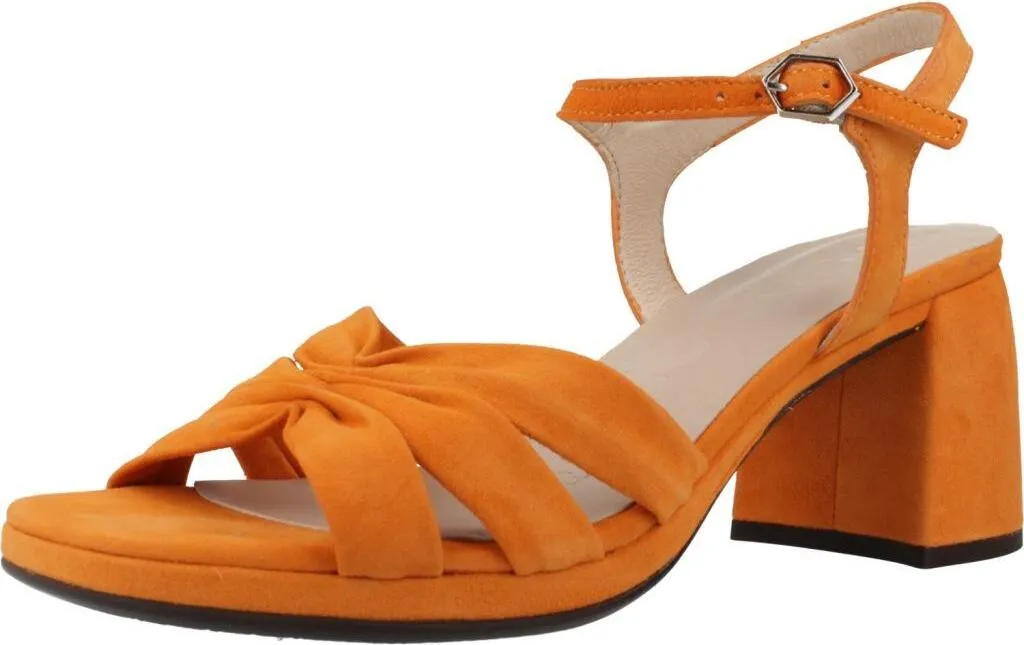 Sandales compensées Wonders Gisela Orange en cuir souple pour été